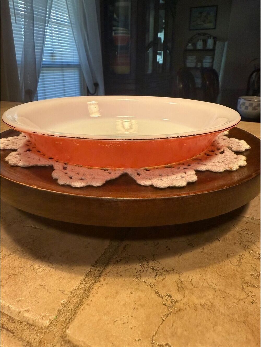 20.  PYREX Vintage MCM Flamingo Pink 9" Round Pie Plate Baking Dish